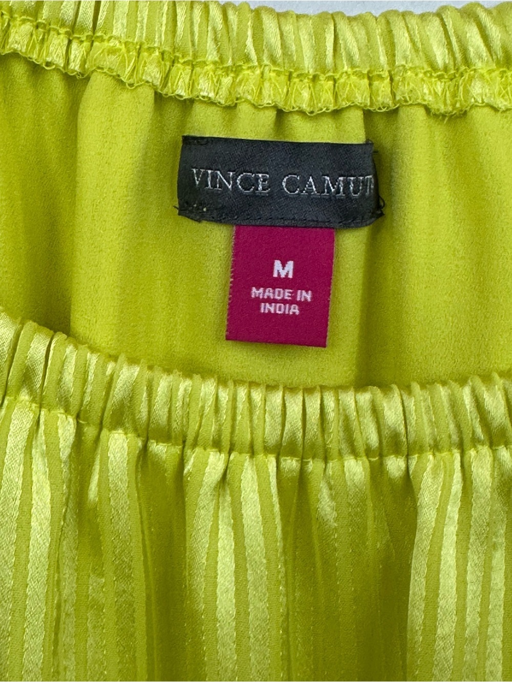 Vince Camuto Bright Yellow Pleated Tie-Hem Blouse, size medium, NWT - Picture 2 of 8